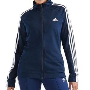 Adidas Dark Blue Zip-Up Jacket with White Accents